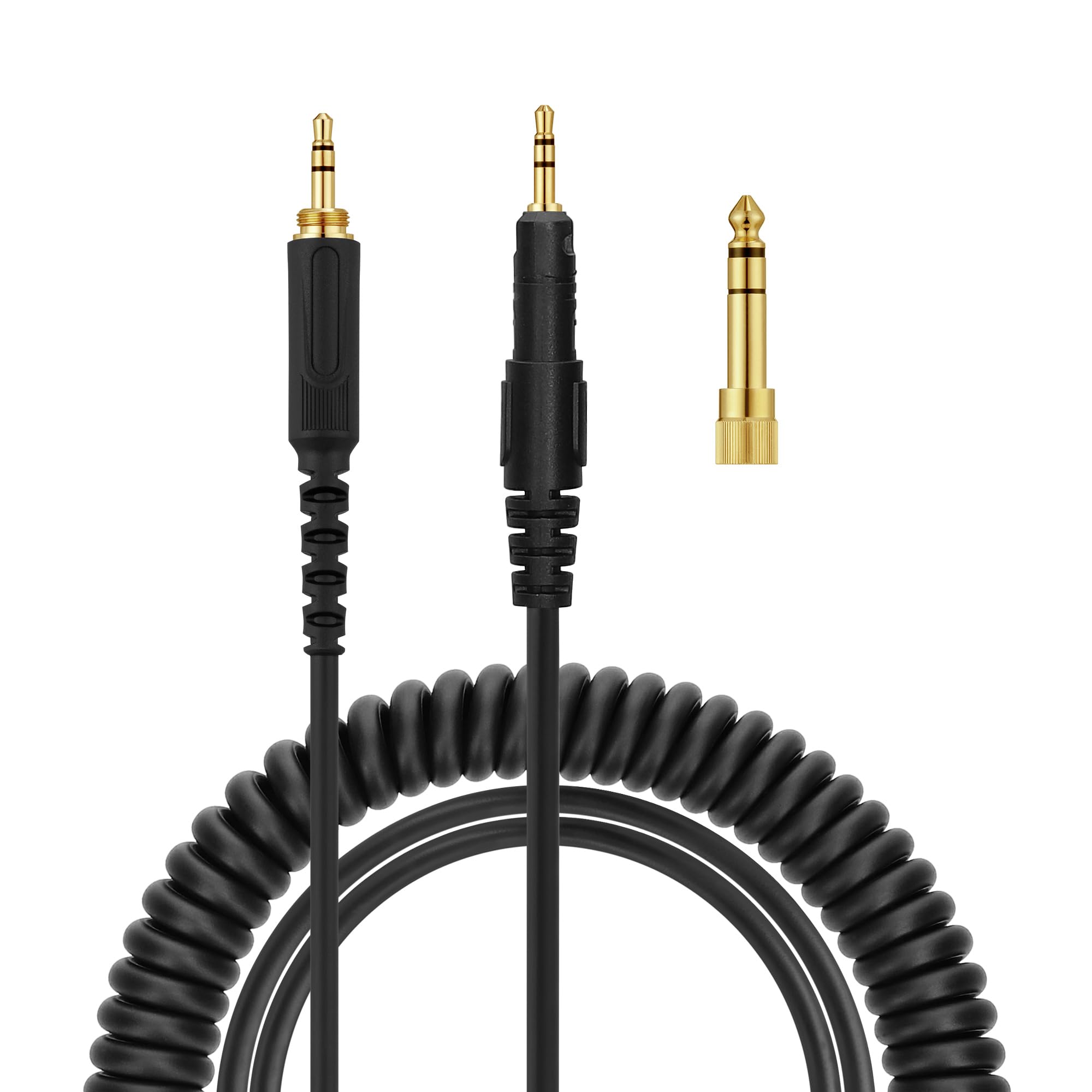 kwmobile Câble compatible avec AudioTechnica ATH-M50X / M40X / M60X / M70X - Câble de Rechange 3,5mm pour Casque Audio avec Adaptateur Connecteur 6,35 mm