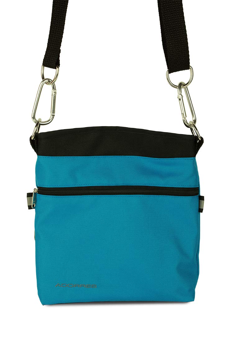 Mit Wunschname möglich. Schultertasche, Hüfttasche, Leckerlitasche für Hunde, Futtertasche mit Magnetverschluss und Kotbeutelfach, Leckerlitasche Magnetic Turqouise Blue Edition
