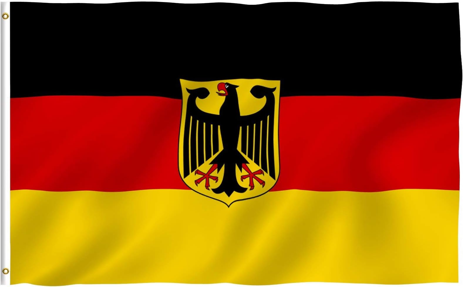 Anley Fly Breeze 3x5 Foot German State Ensign Flag - Vivid Color and UV Fade Resistant - Canvas Header and Double Stitched - Germany Eagle Flags Polyester with Brass Grommets 3 X 5 Ft