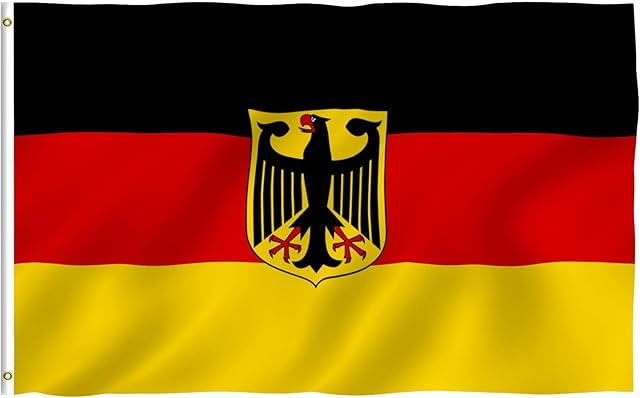 Anley Fly Breeze 3x5 Foot German State Ensign Flag - Vivid Color and UV Fade Resistant - Canvas Header and Double Stitched - Germany Eagle Flags Polyester with Brass Grommets 3 X 5 Ft