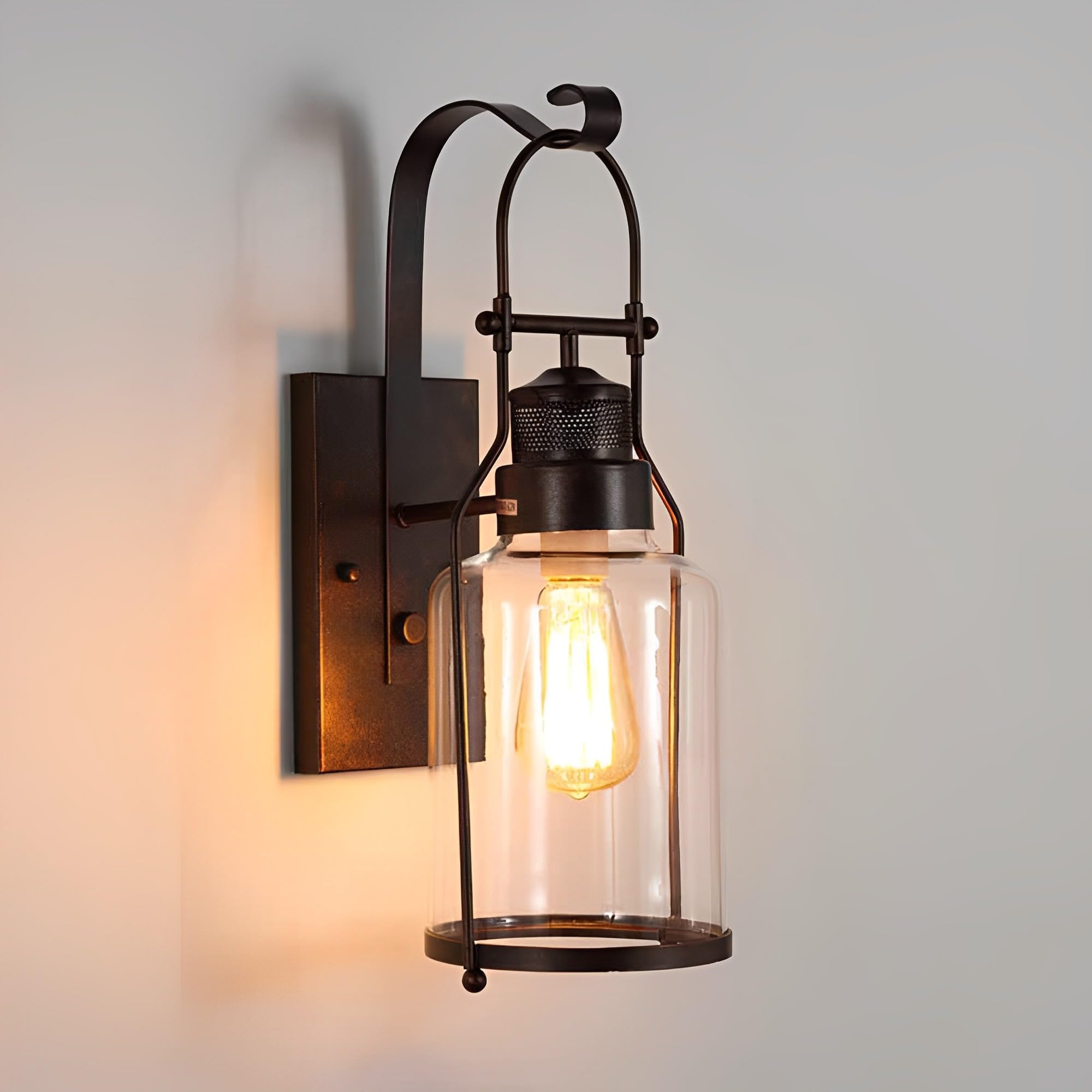 Applique Réglable en Métal Rétro et Verre Cage Orientable Éclairage Industriel E27
