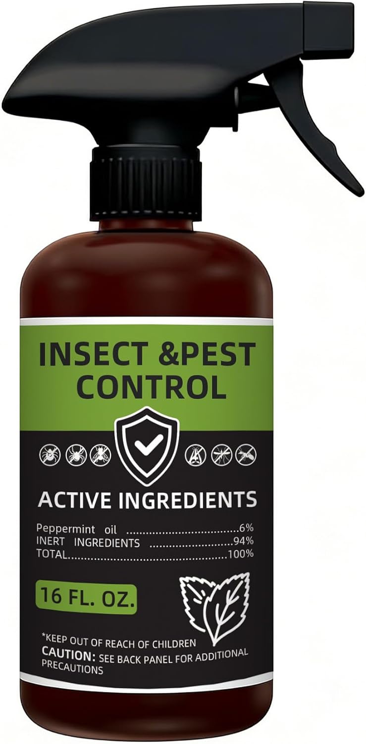 Peppermint Oil Insect Repellent Spray, Natural Indoor & Outdoor Bug Deterrent for Ant, Roach, Spider, Fly, Flea, Bug, Rodent, Mouse Home & Kitchen Pest Control, Pet and Family Safe 32 oz