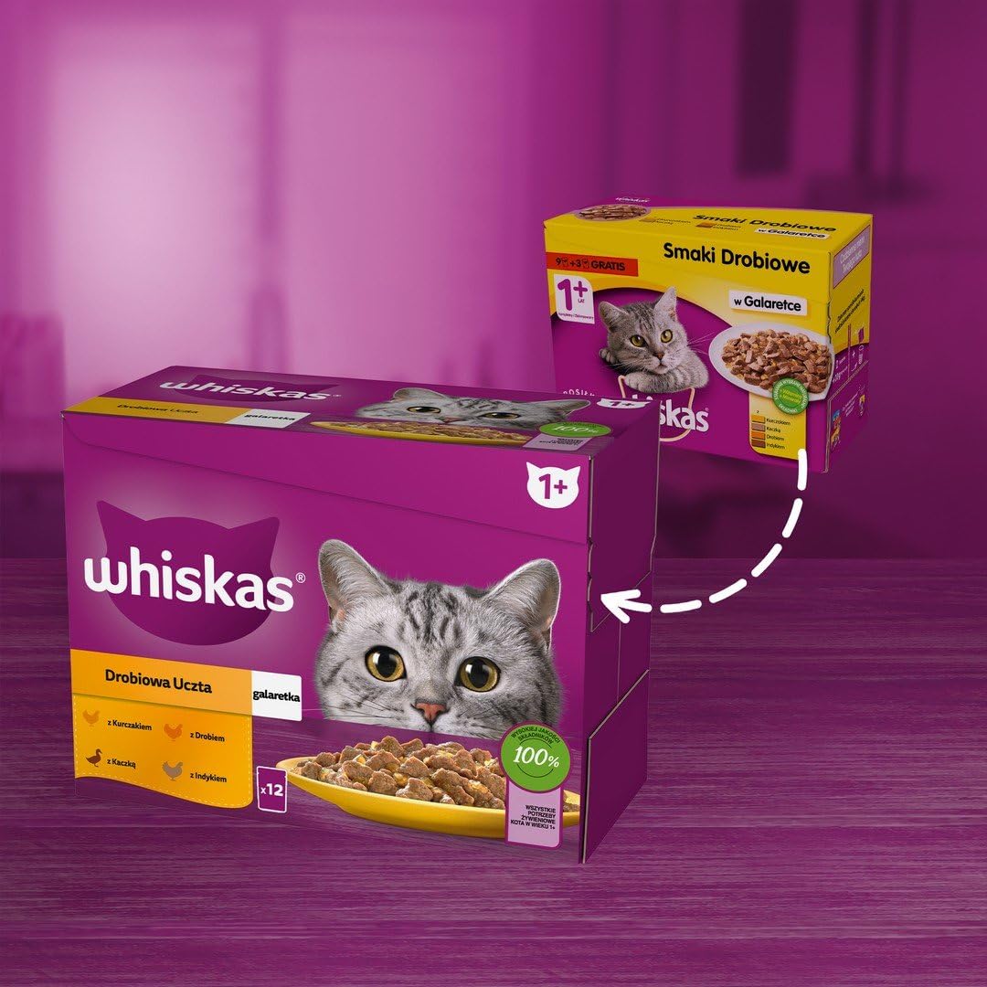 WHISKAS Sachets Fraîcheur Les Festins à La Volaille En Sauce Pour Chat Senior 4 Varietes P 130657