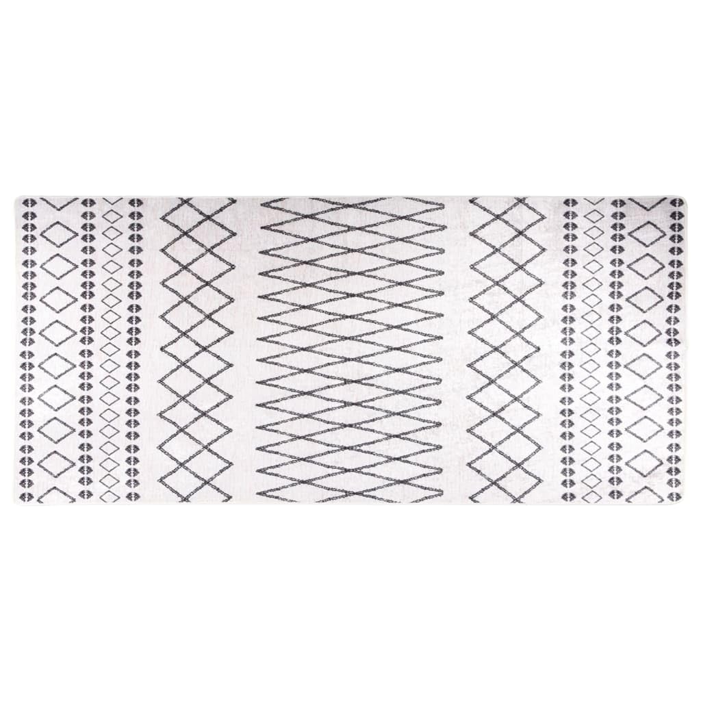 Tapis de couloir lavable 80x300 cm graphique noir et blanc antidérapant