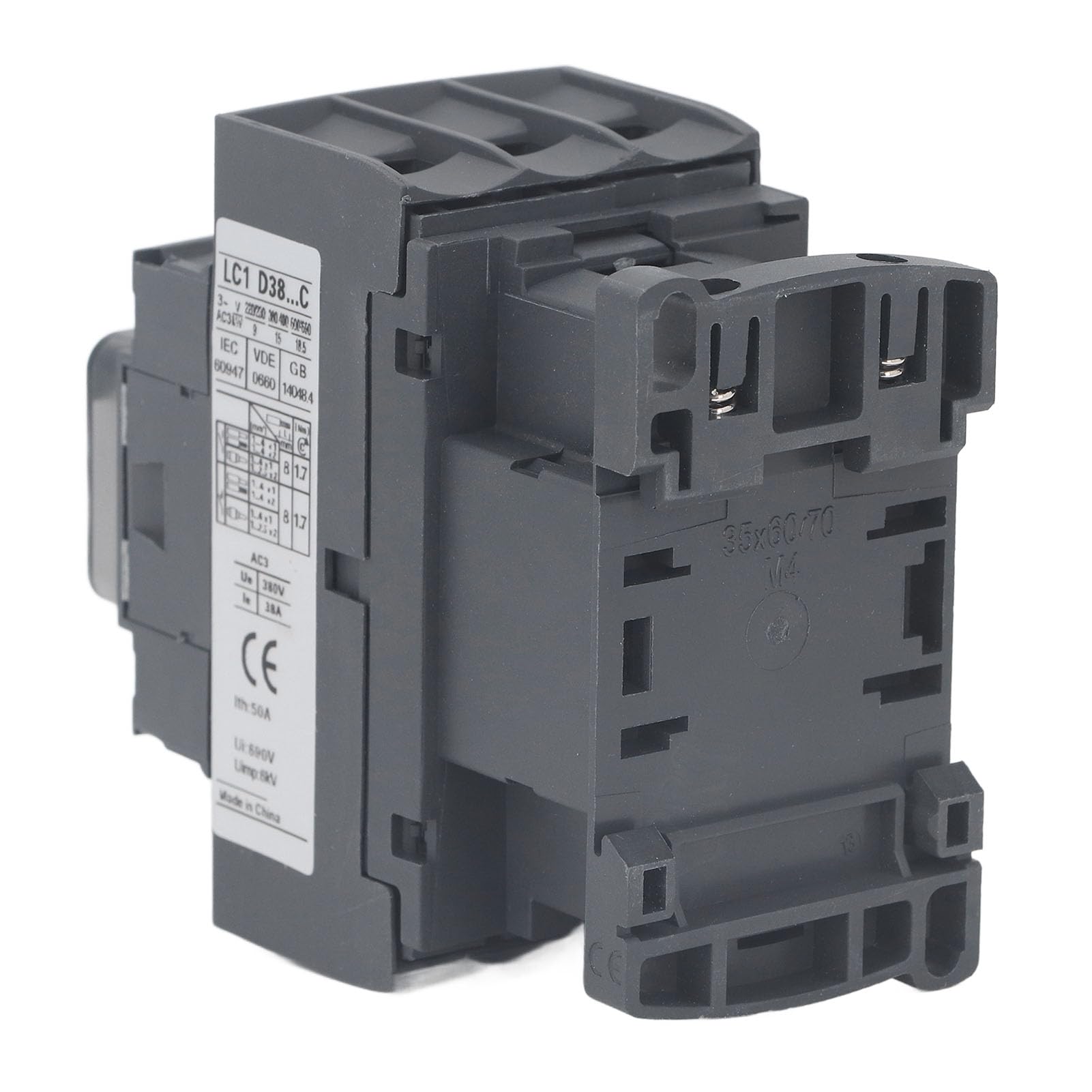 Contattore CA LC1D38 Controller Motore Bobina a Bassa Tensione 38A, 1NO 1NC, Forte conduttività, per Installazione Elettrica Industriale e Controllo del Carico (Tensione