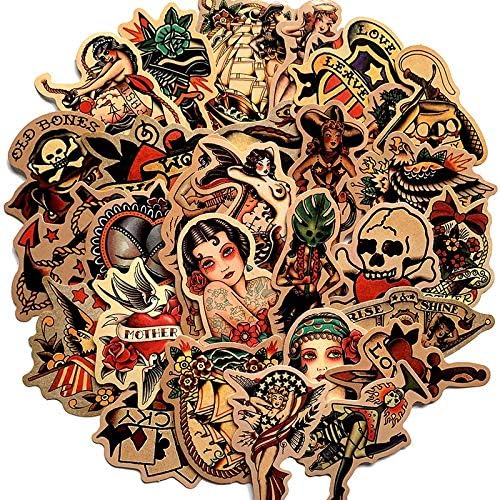 Sailor Jerry Stickers 50Pcs Retro Sexy Beauty Girls Europe and America Retro Sexy Pin Up Girl Stickers and Decals Teens and Girls,Unique Durable Aesthetic Trendy Sticker Perfect for,Laptop,Computer