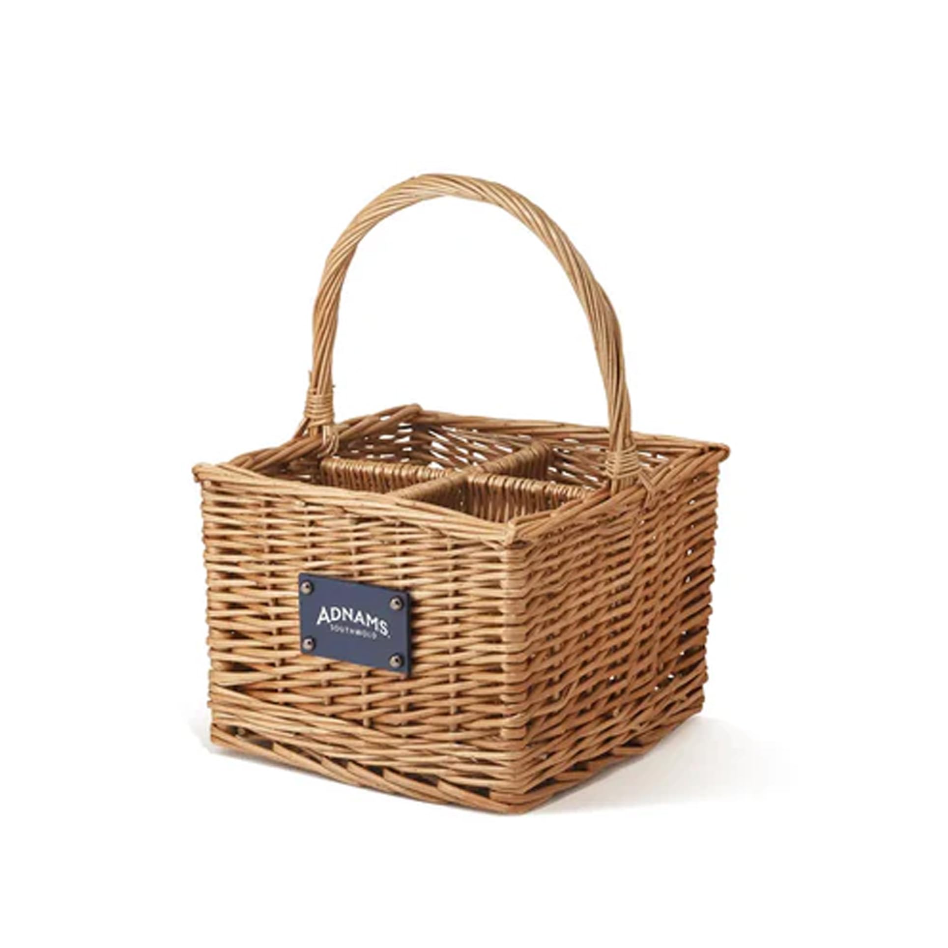 Adnams 4-Bottle Wicker Wine Carrier, Brown