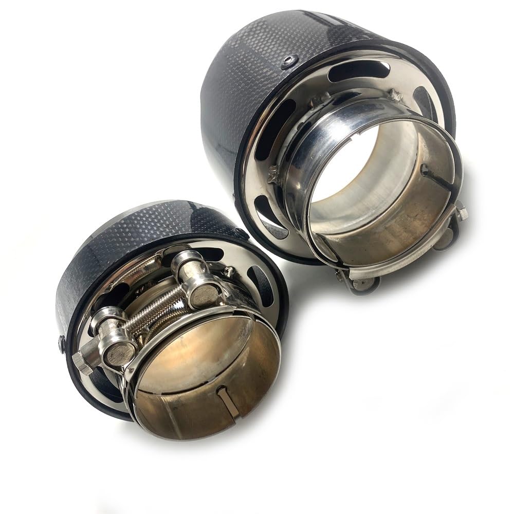 Tubo Escape Coche 1 Uds. Para BMW Tubo Escape Universal 110mm Longitud Tubo Escape Fibra Carbono Real Brillante Modificado Tuberia Escape Silenciador Tubo (Tamaño : In 51mm -Out 76mm)