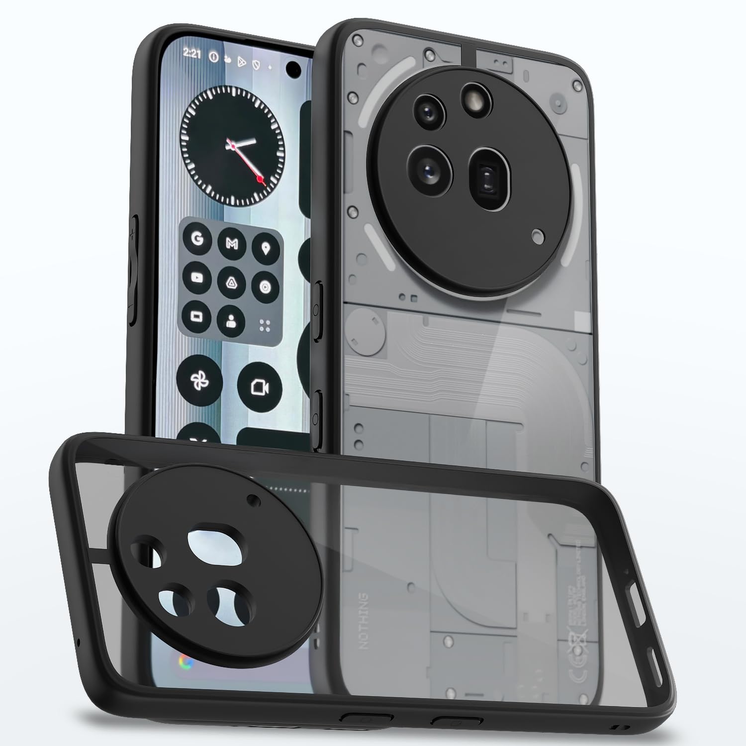 Pikkme Back Cover Shockproof Sleek Hybrid Armor Bumper Case Compatible with Nothing Phone 3a Pro 5G (Black)