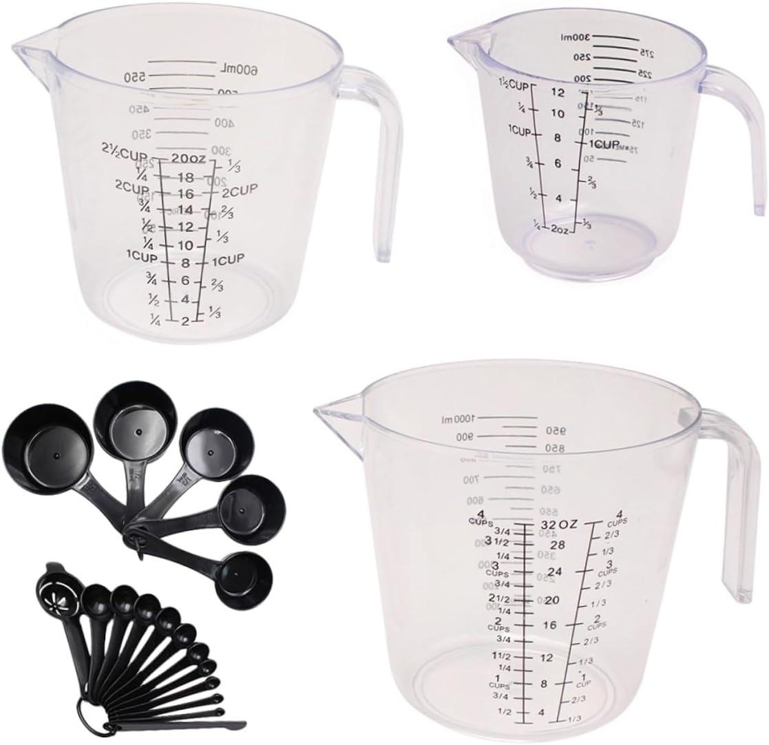 Zerodeko 20pcs Measuring Cups and Spoons Set Liquid Measurement Tools Scales for Accurate Baking and Cooking for Home Use and Hair Dye Mixing
