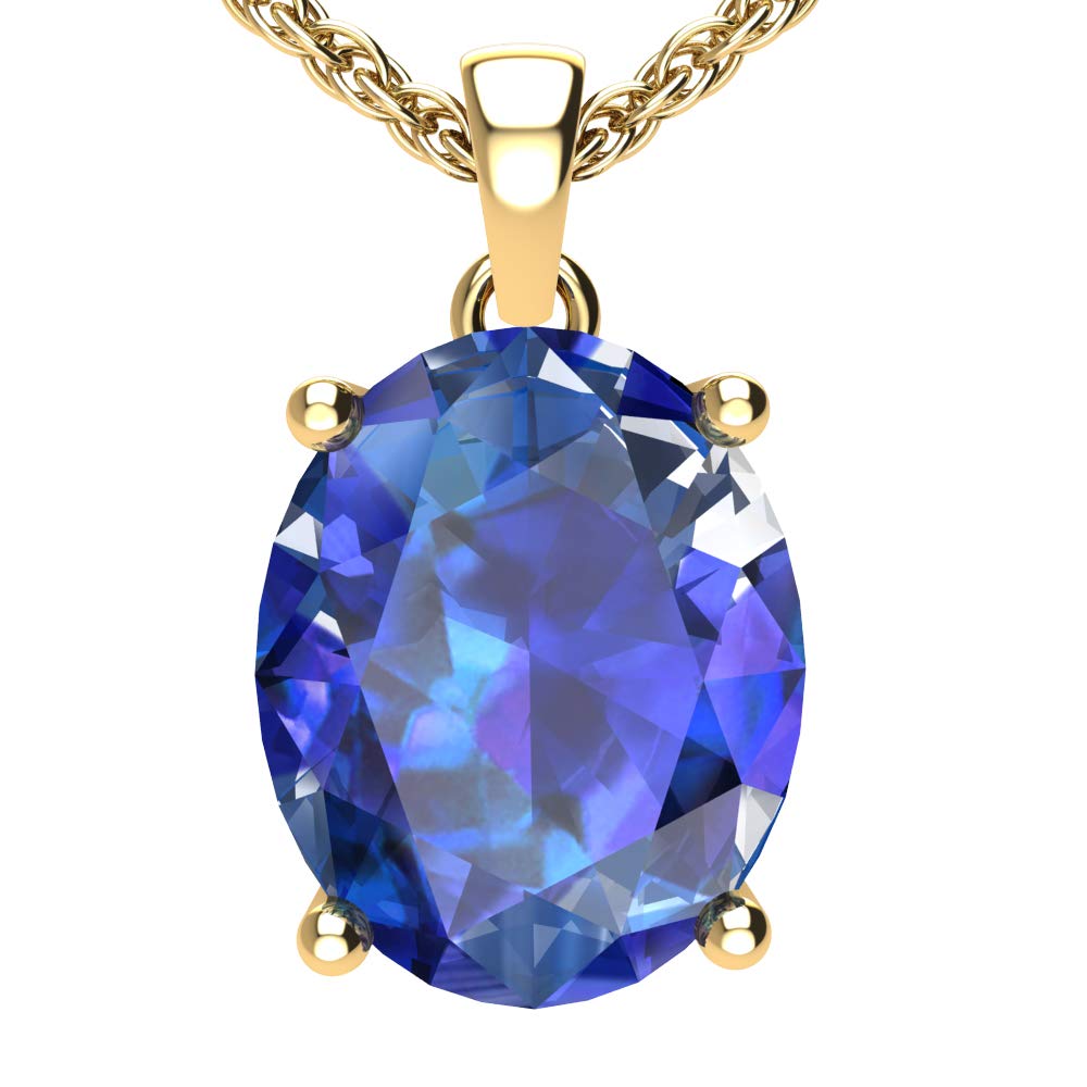 Belinda Jewelz Necklace 14k White ＆ Yellow Gold Round Shape Birth Gemstone Jewelry Hanging Pendant Prong Setting with 18inch Rhodium Plated 925 Sterl