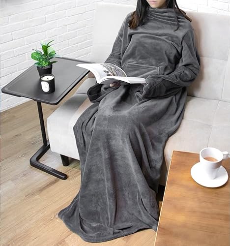 Miniatura 9 de PAVILIA Manta con mangas para adultos, mujeres y hombres, manta suave y cálida de forro polar, manta de regalo Negro -,Marrón,Burrito Beige,Carbón