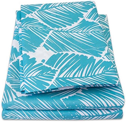1500 Supreme Collection Extra Soft Tropical Leaf Teal Pattern Sheet Set, Queen - Luxury Bed Sheets Set with Deep Pocket Wrinkle Free Bedding, Trending Printed Pattern, Queen Size