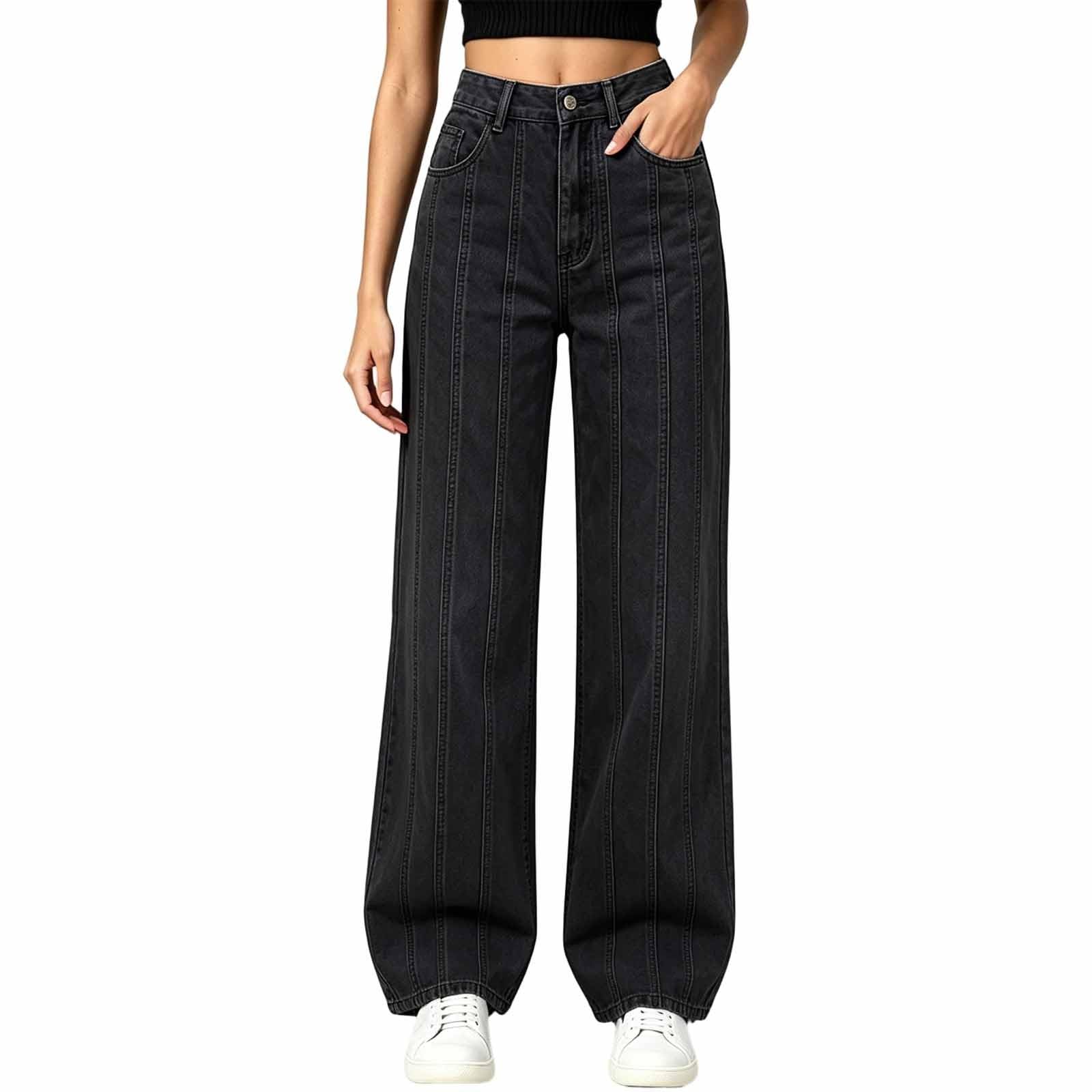 Jeans da donna Baggy, elasticizzati, stile cargo, boyfriend, per il tempo libero, con elastico, vintage, streetwear, pantaloni da jogging dritti, tinta unita, vintage, per adolescenti