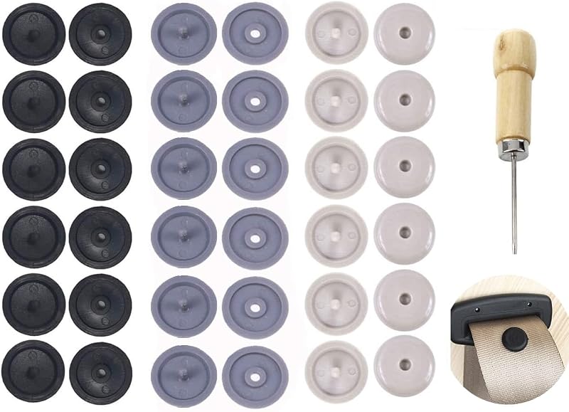 Kit de Botões Limitadores do Cinto de Segurança Y-Axis Preto, Bege e Cinza – 18 Conjuntos