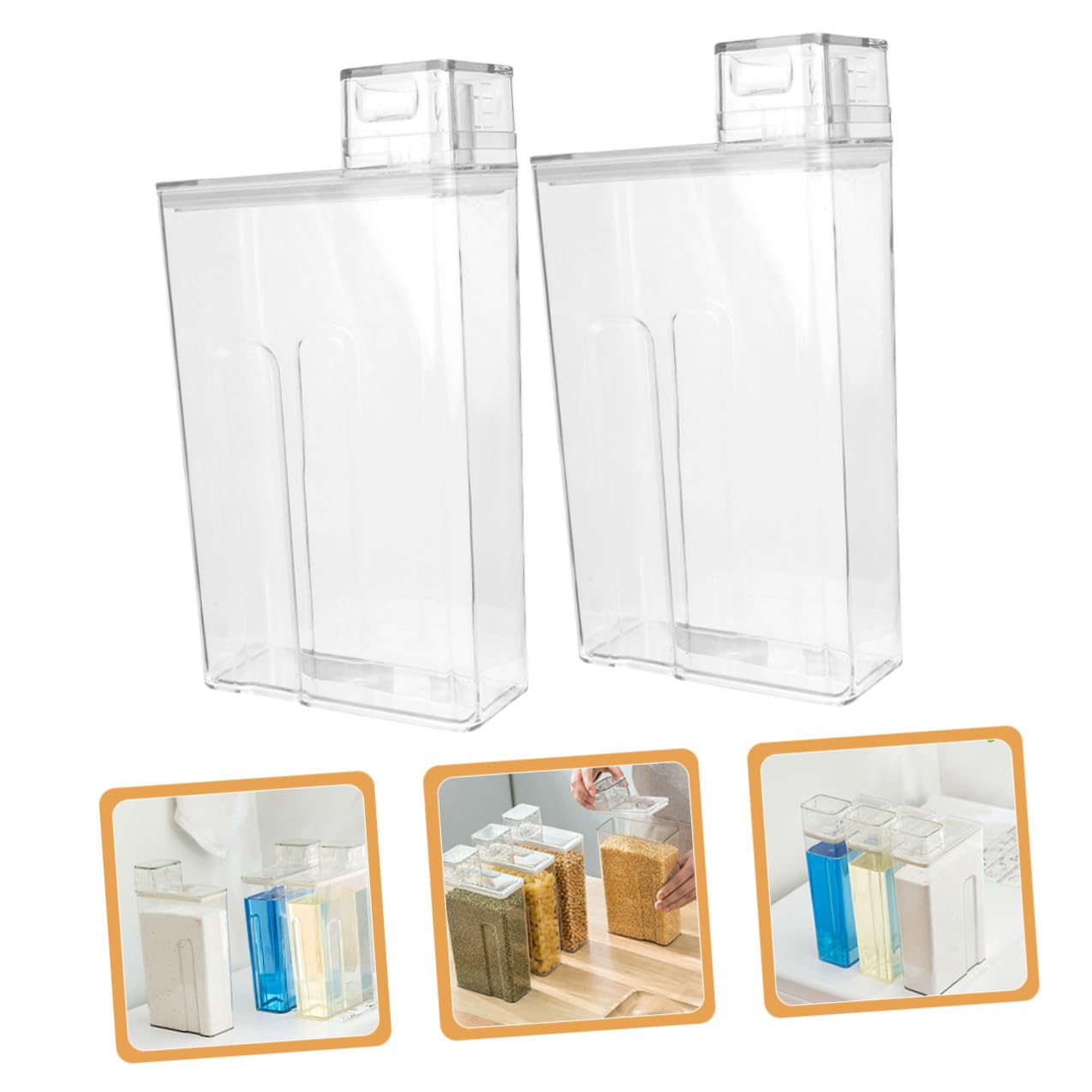 Cabilock Dispenser per Detersivo Bucato Trasparente Grande Capacità, Bottiglie Ricaricabili per Lozioni, Contenitori Salvaspazio per Lavanderia Domestica e Uso Professionale, Set da 2