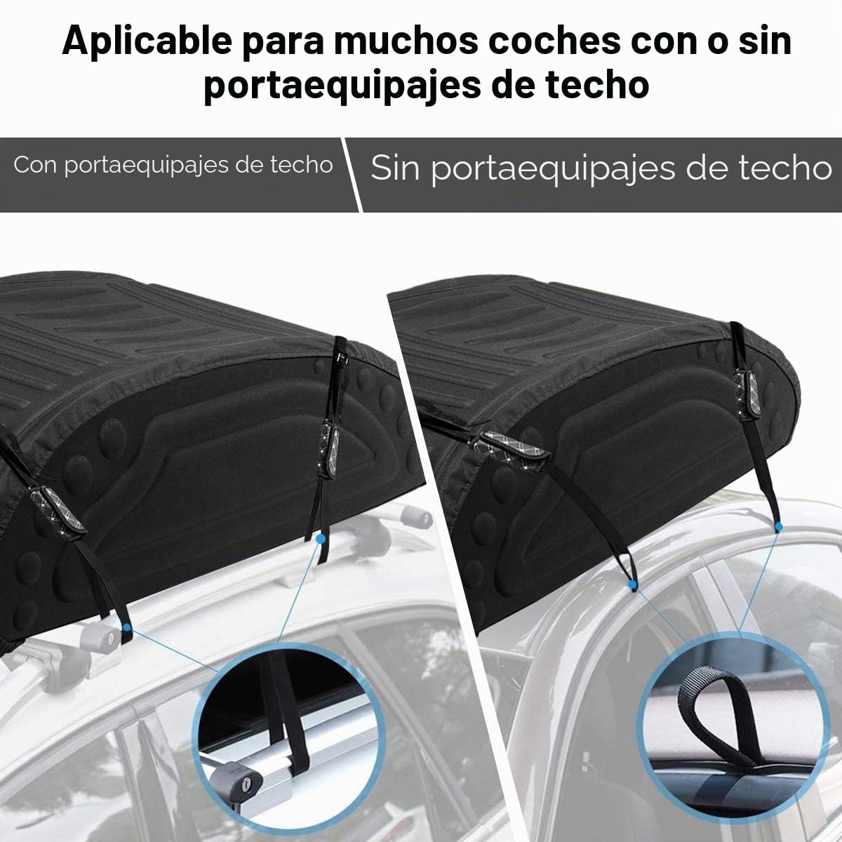 FANTASK Baúl de Techo para Coche de 400 L, con Cintas de Transporte, Color Negro