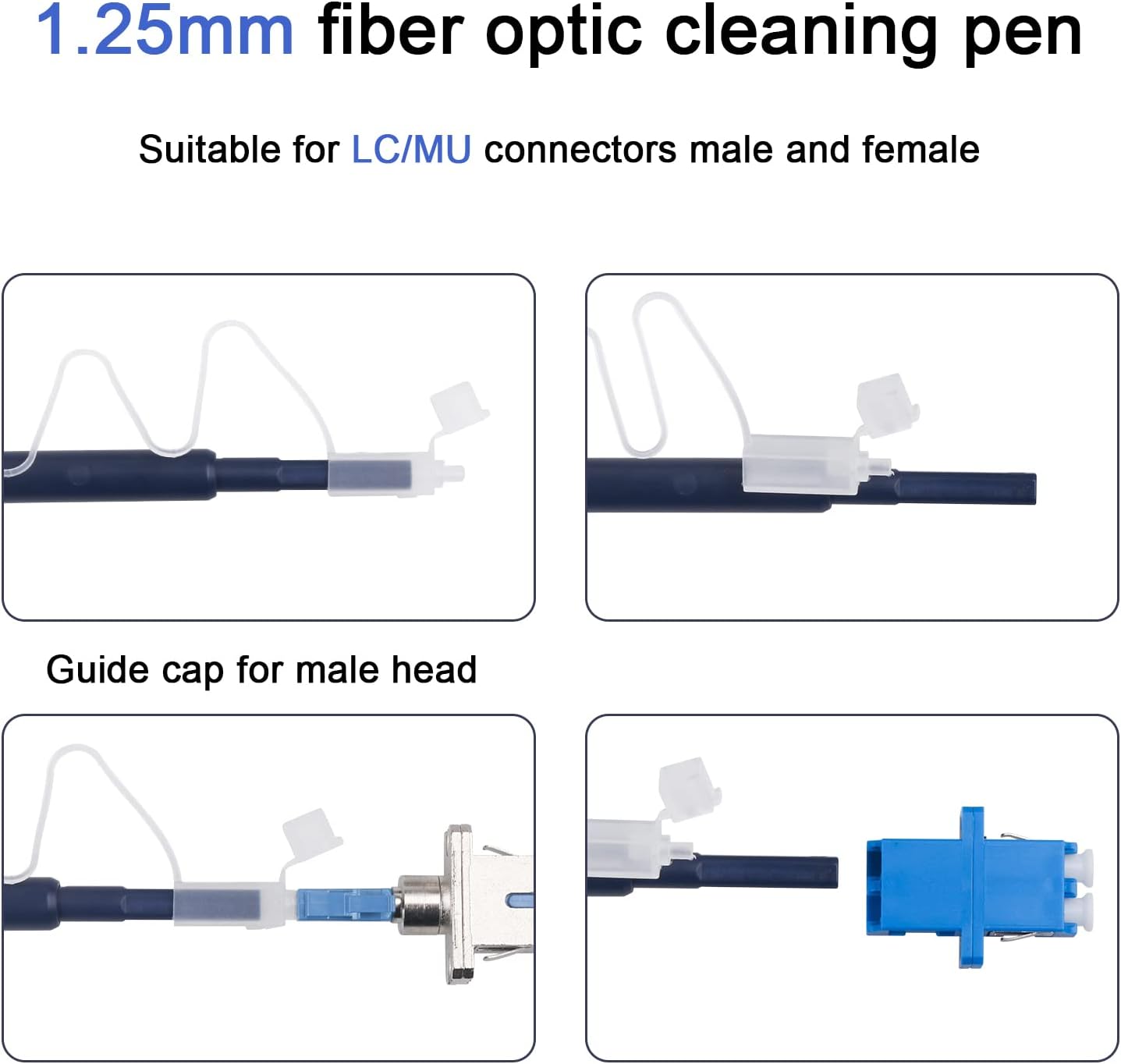 Fiber Cleaner Fiber Optic Tools Cleaning Pen for 1.25 mm/ 2.5mm SC/ST/FC/LC/MU Connector (3+3)