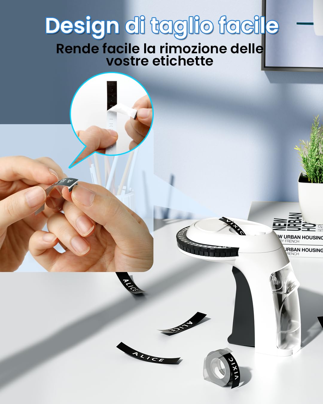 Vixic 3D Etichettatrice a Rilievo, Etichettatrice per goffratura con 3 nastri per etichette, Etichettatrice Omega con 3 Nastro, perfetta per la casa e per fai-da-te
