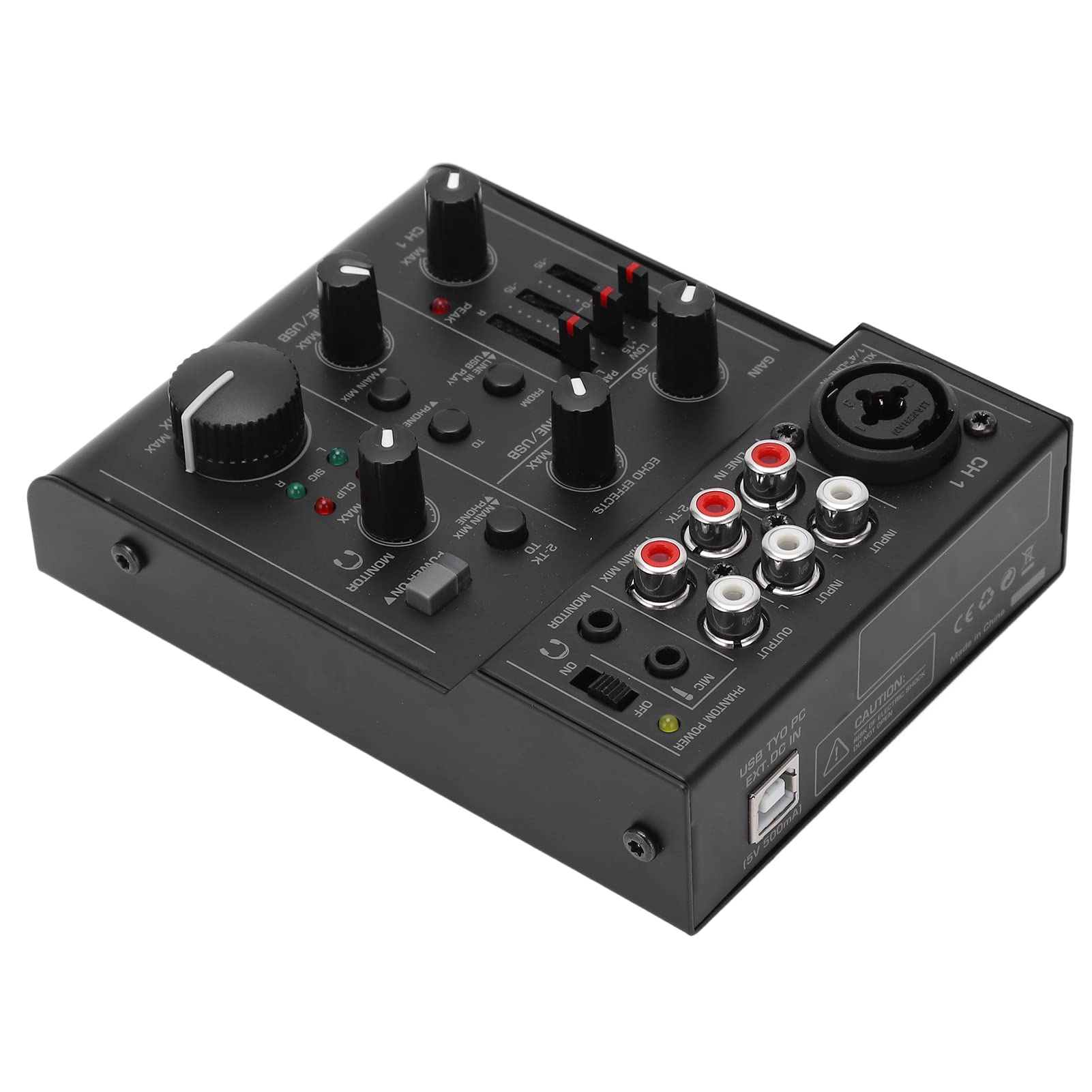 Acouto Kompaktowy Metalowy Mikser Cyfrowy Kontroler Miksera do Nagrywania na żywo z Efektami Zasilacz USB z Odpornym Mikserem Cyfrowym min. Kontroler Miksera AudioCyfrowy Mikser Dźwięku na żywoLive