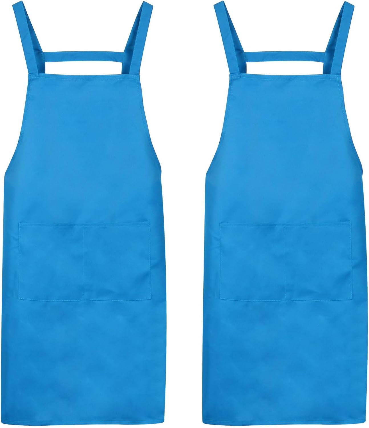 HARFINGTON Hスタイルエプロン キッチンクッキングエプロン アーティストペインティングエプロン, ライトブルー, 70cm