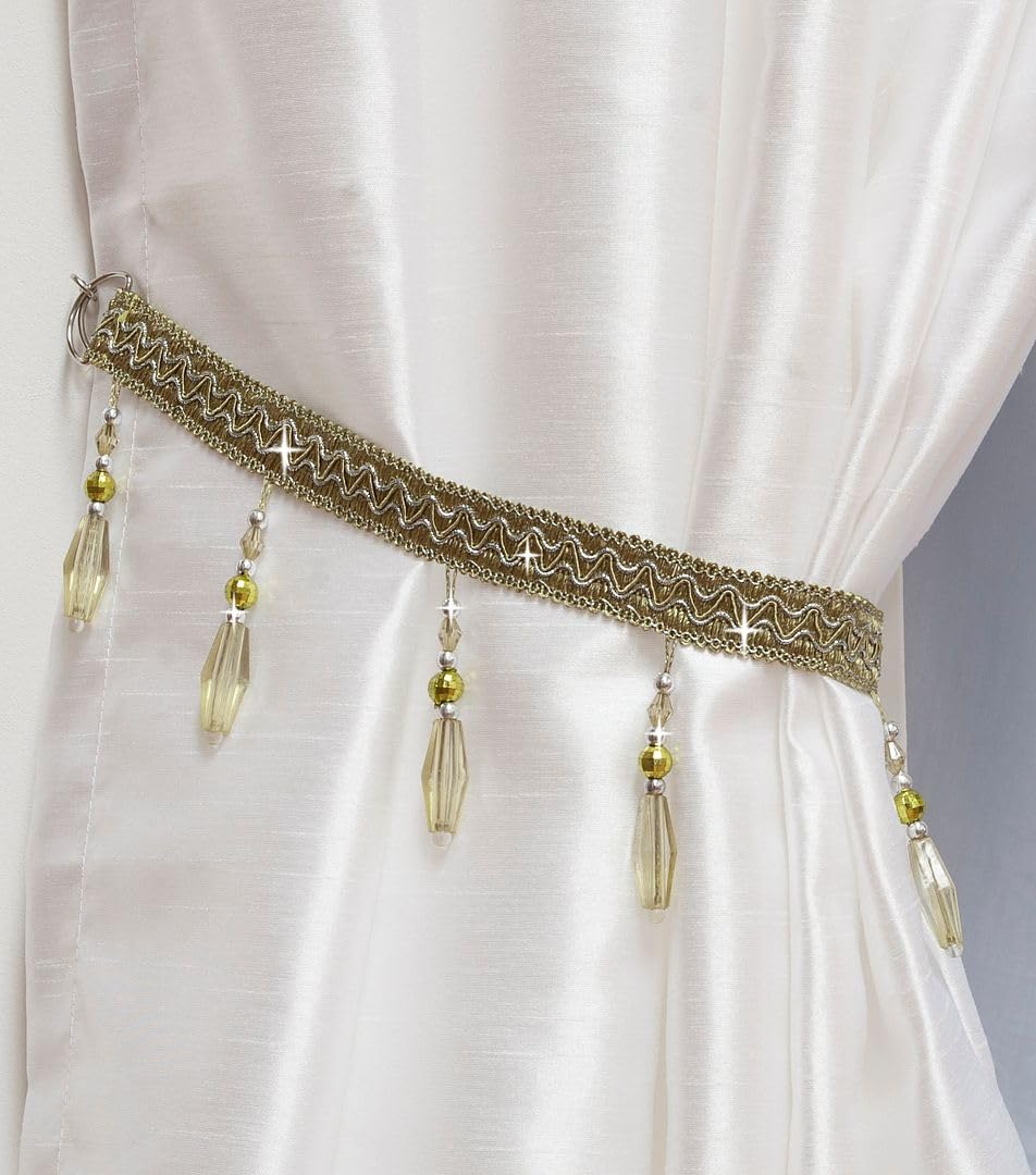 John Aird PAIR (x2) Crystal Beaded Curtain Tie Back (Lime) — image 1