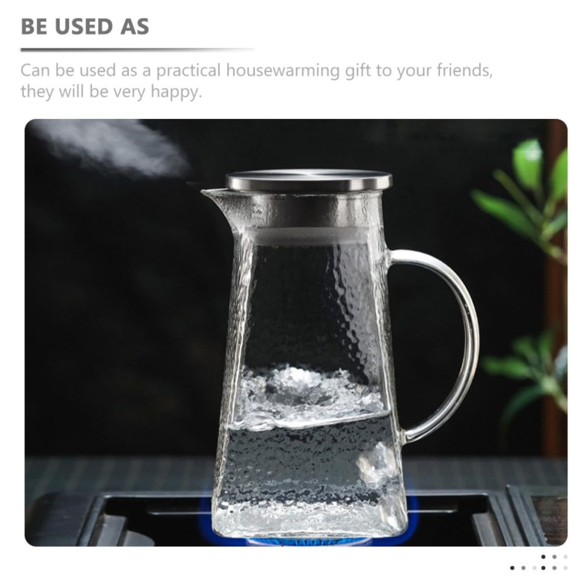 Garneck Jarra de Vidrio con Tapa Portátil de 1.8l para Agua Fría, Diseño Resistente y Elegante Adecuado Hogar y Bebidas Refrescantes