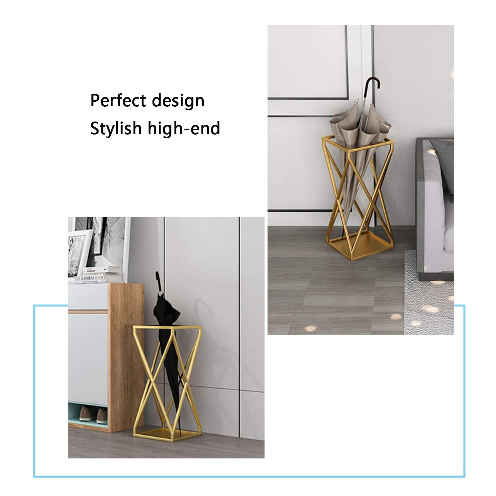 Amazon｜金属製傘立て、金色25 X 25 X 58 cm、傘立て、幾何学図形