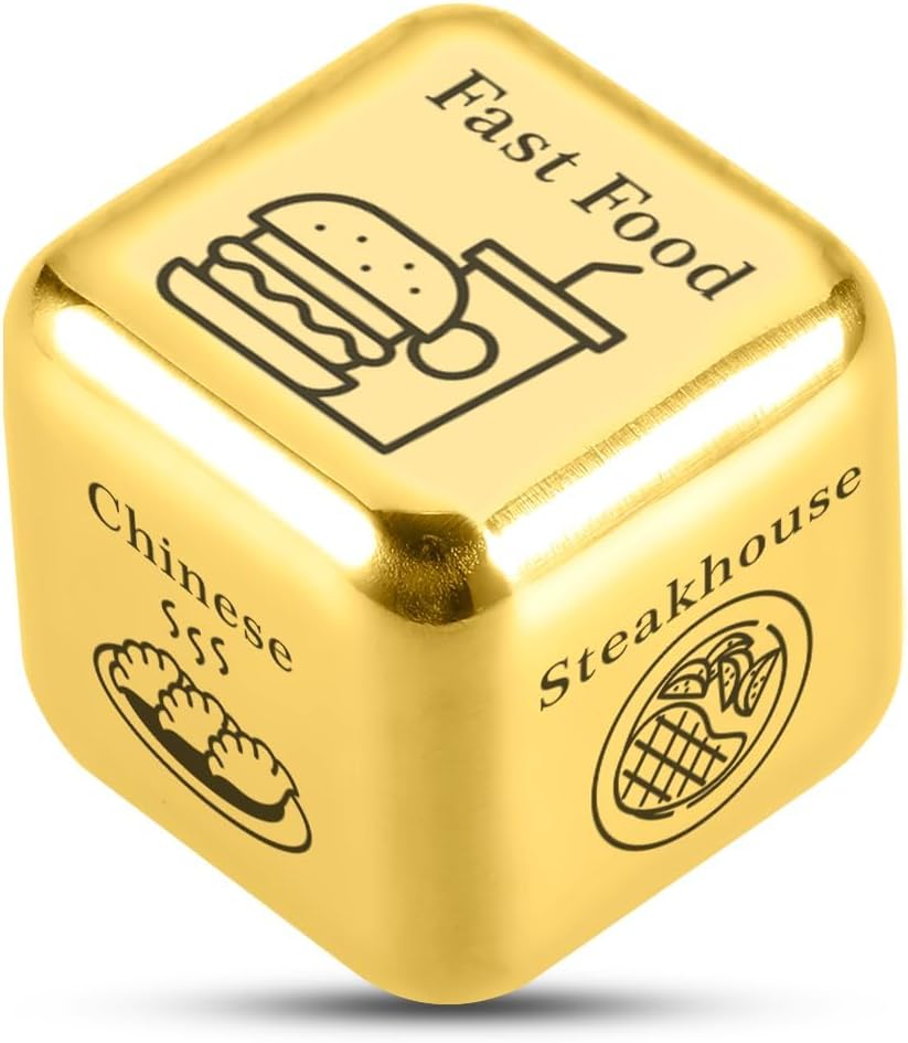 Food Decision Dice for Couple Gifts for Boyfriend Girlfriend 11th Steel Anniversary Christmas Stocking Stuffers for Women Men Santa Swap Gift Exchange Dice White Elephant Gag Valentines Gift