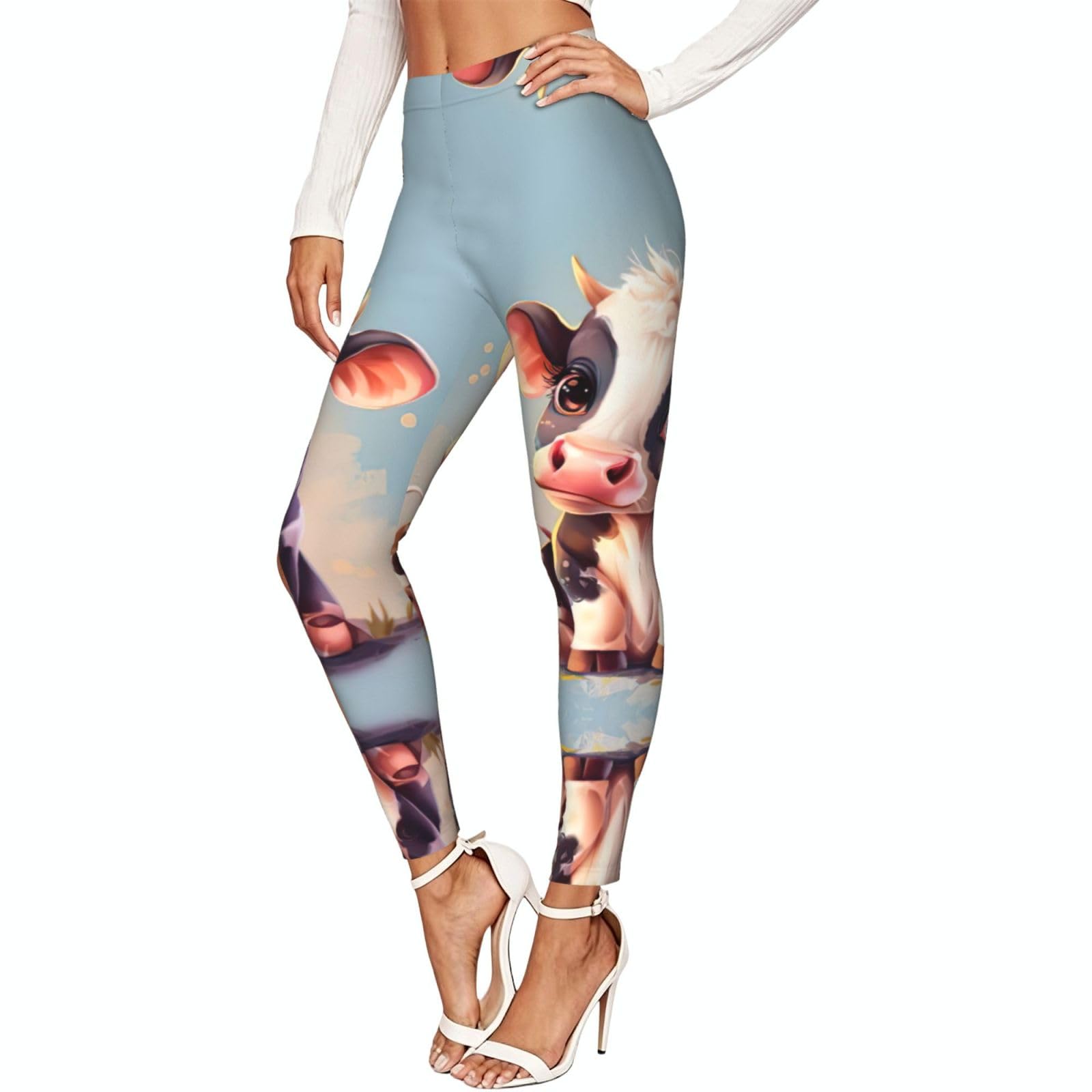 Leggings de compresión con estampado de vaca para mujer 7
