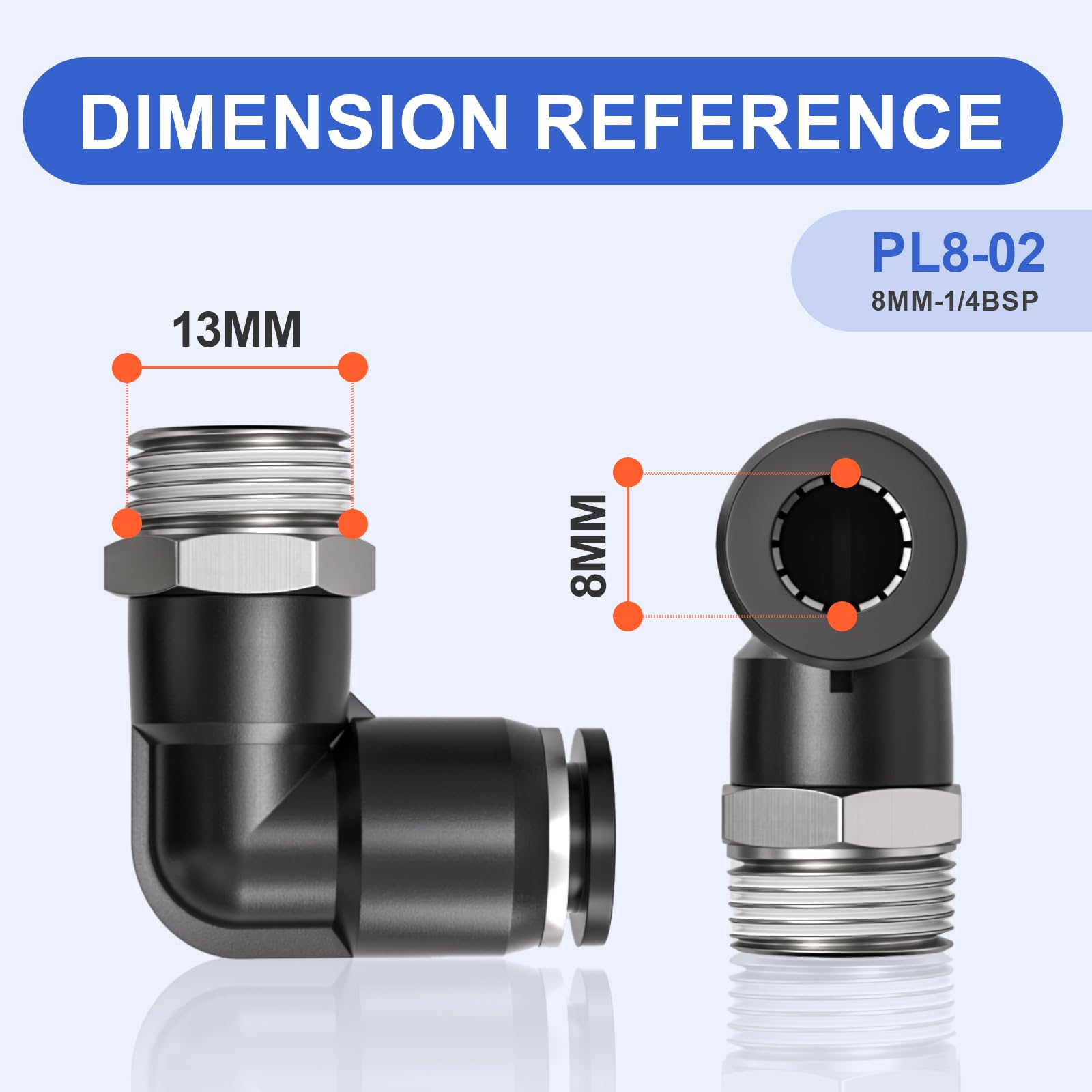 Elbow Push-in Fitting Male Swivel BSP Cylindrical In Resin T8-1/8
