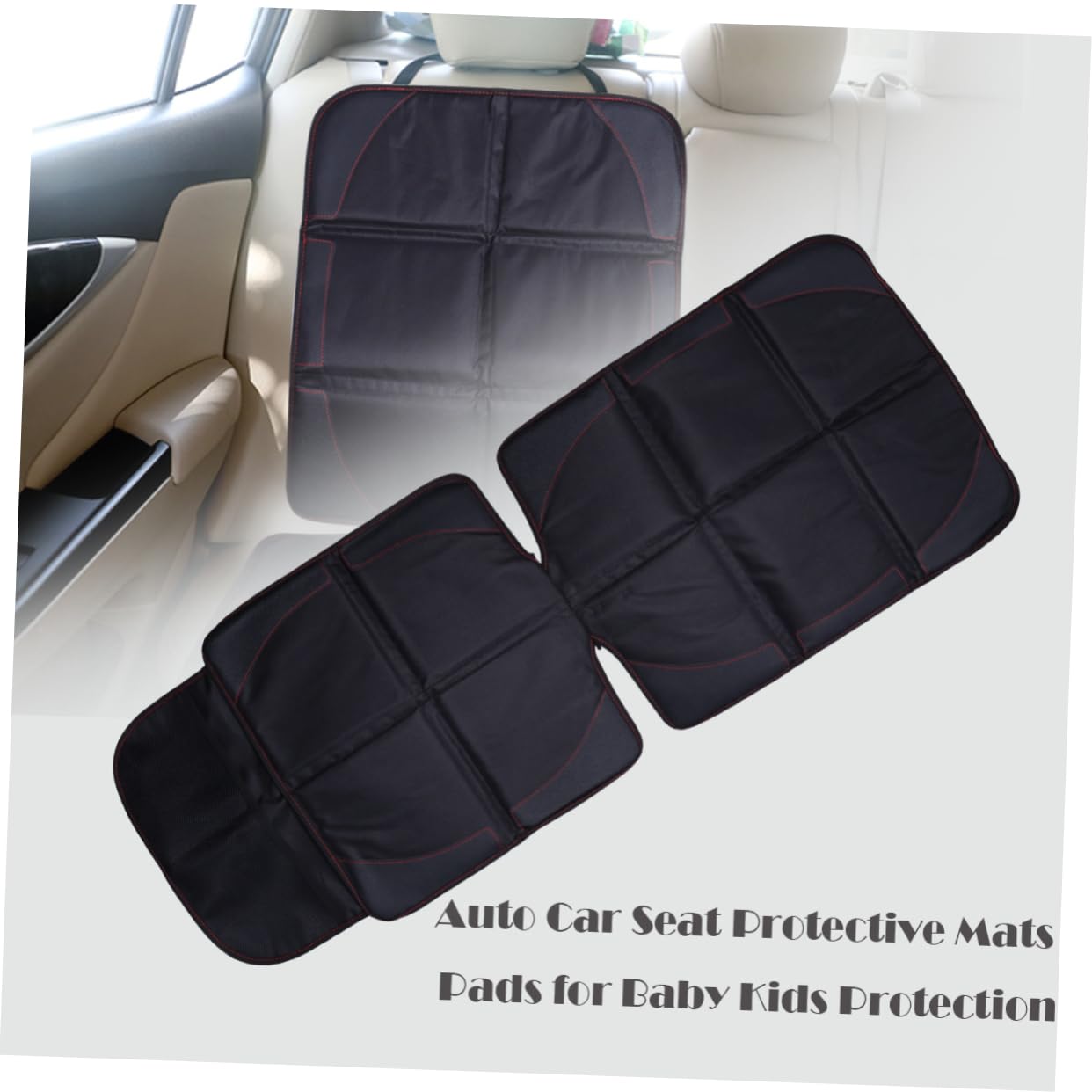 Cabilock Protezione Sedile Auto per Bambini, Tappetino Nero | Cuoio Oxford Cotone, Lavabile e Resistente All'acqua, Tasche Integrate per Viaggio