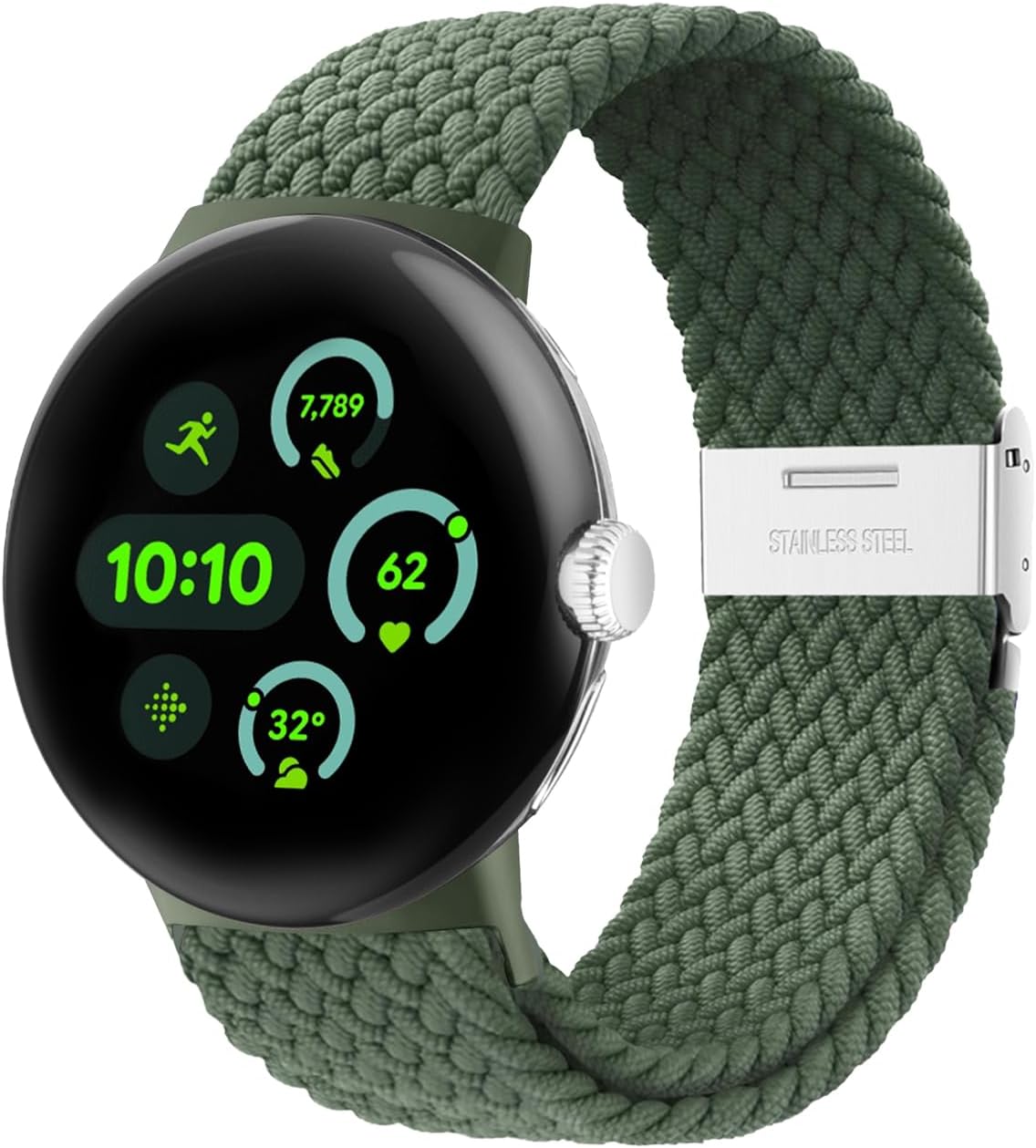 Stretchy Braided Bands Compatible with Google Pixel Watch 3 45mm Band for Women Men - Upgraded Metal Lugs - Elastic Nylon Breathable Sport Straps for Pixel 3 Watch Band 45mm