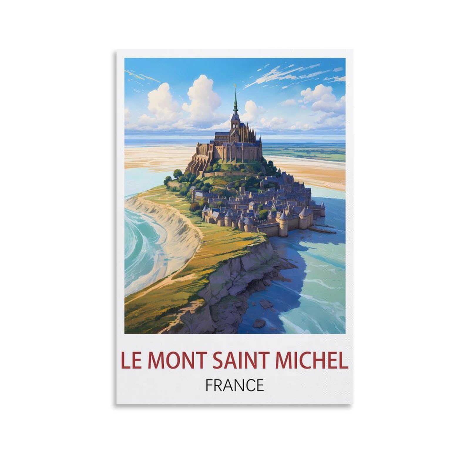 EZMLFA DIY Diamond Painting,Le Mont Saint Michel France 5D Diamond Art DIY Cross Stitch Crystal Rhinestone Embroidery Pictures Craft for Home Wall 40x50cm