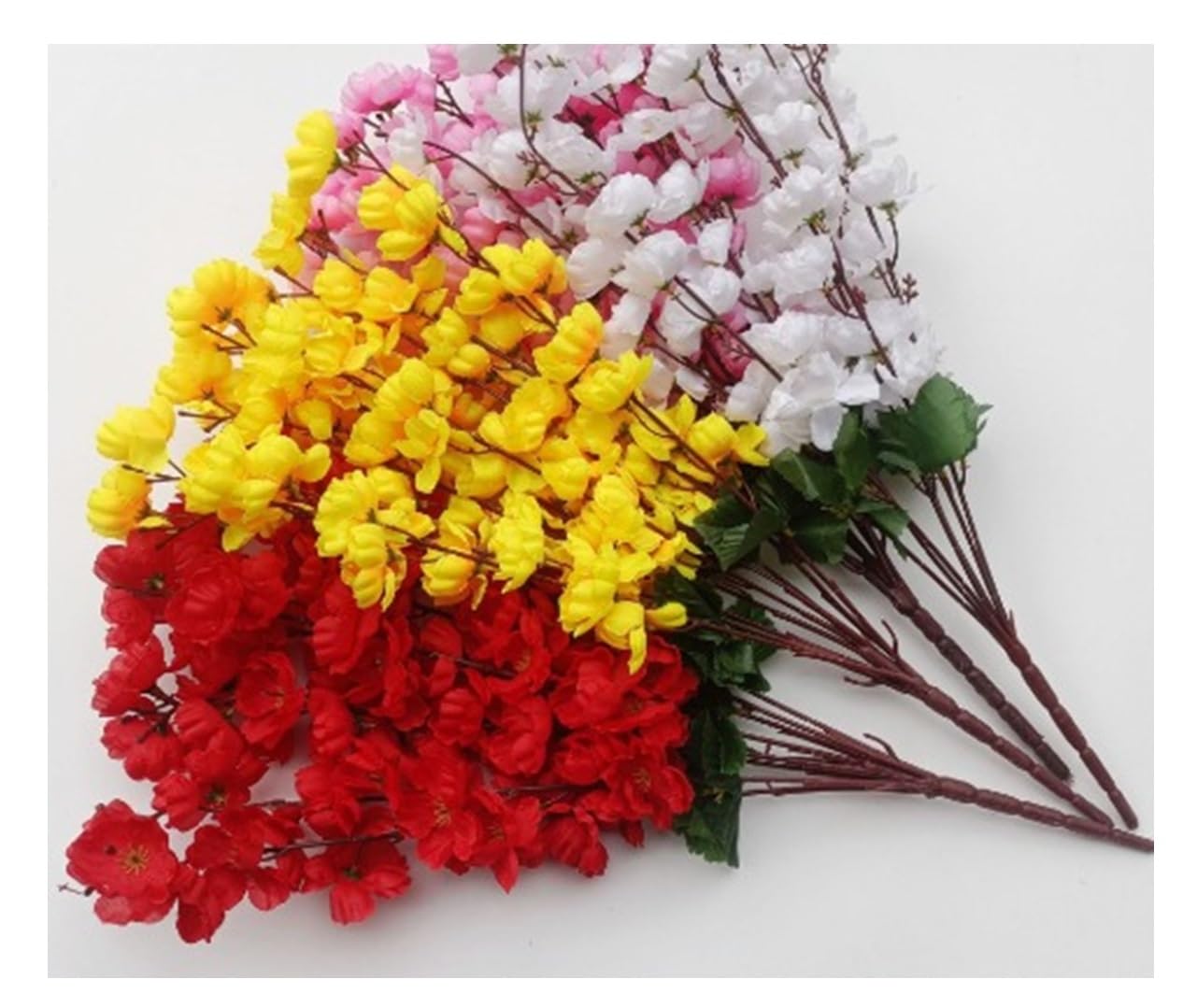 SPHINX Artificial Cherry Blossom Flower Bunches for Vase,Silk Flowers for Home Decoration, Office Décor, Wedding Centerpieces, Party Decor, DIY Crafts, 56cm Tall, 7 Forks Per Bunch- (3, Assorted)