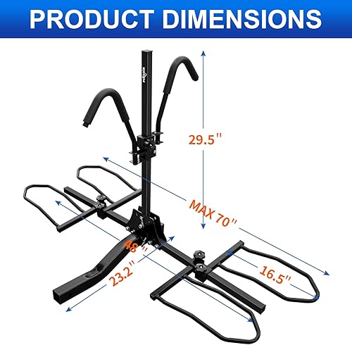 Miniatura 2 de Portabicicletas de montaje de enganche de 2 pulgadas, 2 plataformas inclinables plegables para bicicletas, 150 libras para neumáticos estándar,