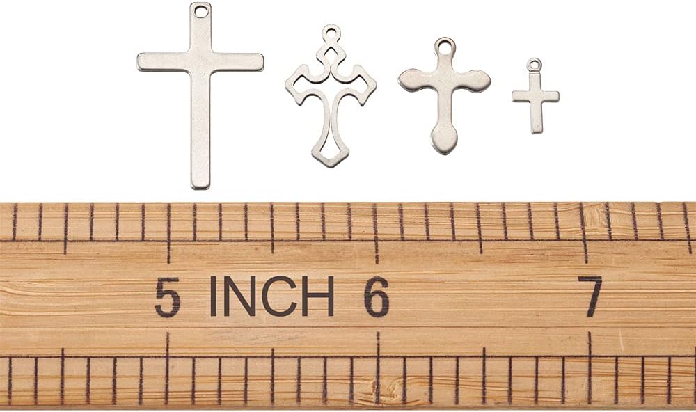 Mega Pet 160pcs 304 Stainless Steel Cross Pendant Charms 8 Shapes Metal Tiny Polished Religious Cross Dangle Charm Beads for DIY Bracelet Necklace Earrings Jewelry Crafts Making Hole: 1~1.6mm - Image 6
