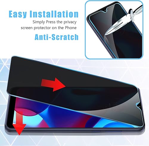 Miniatura 5 de Anbzsign - Protector de pantalla de privacidad para Motorola Moto E20, vidrio templado de dureza 9H antiespía (2 unidades)