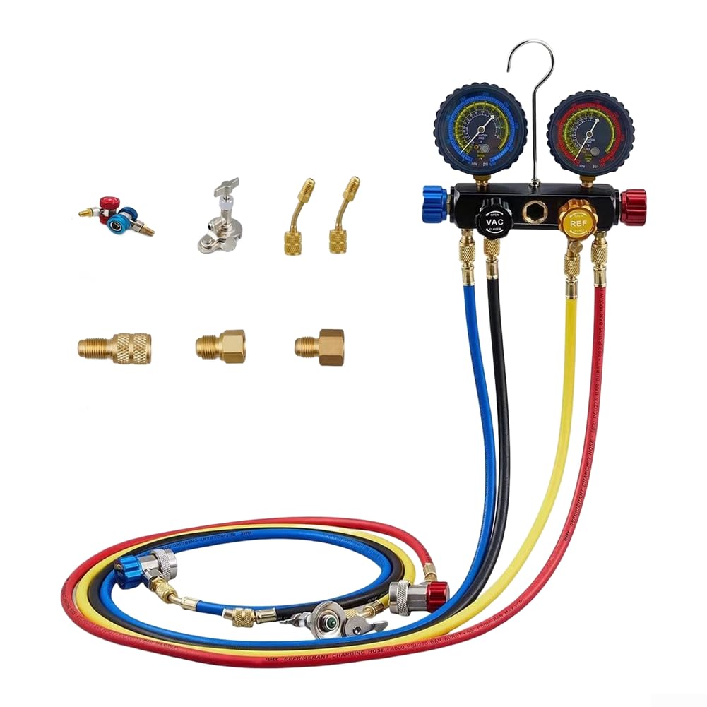 Manometro a 4 vie R22 R410A con custodia