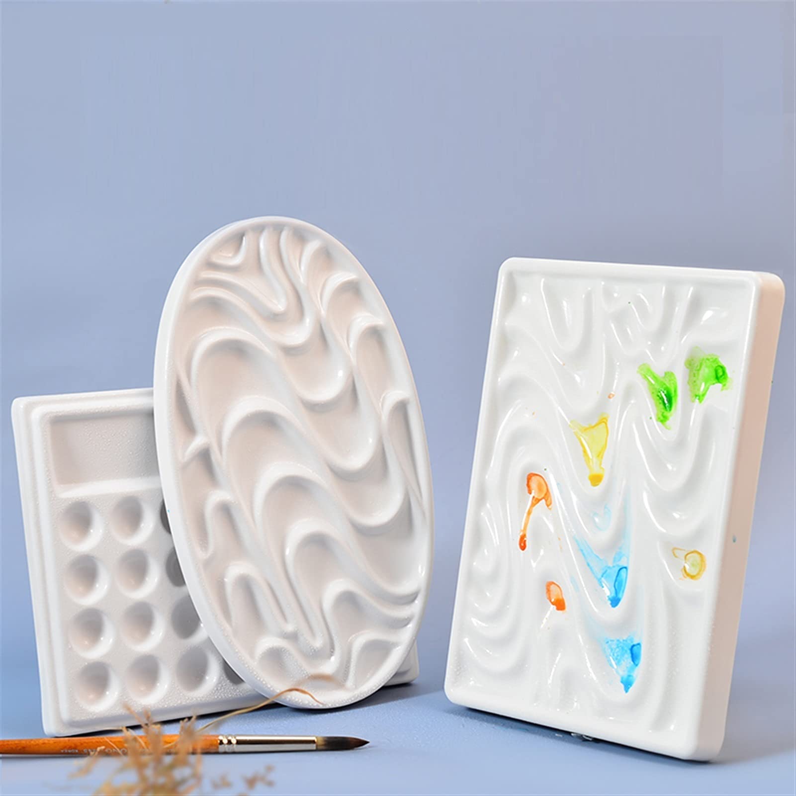 Ceramiczna paleta farb artystycznych, taca porcelanowa do akwareli, paleta do mieszania kwiatów 1 szt. prostokątna wielokratkowa biała, artykuły artystyczne odpowiednie do nauczania