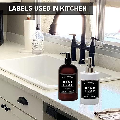 Miniatura 4 de Amzlabel Etiqueta dispensadora de jabón negro adhesivo dispensador de jabón de manos impermeable etiqueta reutilizable para botellas de