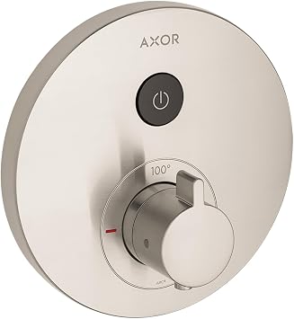 AXOR ShowerSelect Modern Minimalist Easy Select 1-Handle 7-inch Wide Thermostatic Shower Trim for Rough-in Valve in Brushed Nickel, 36722821