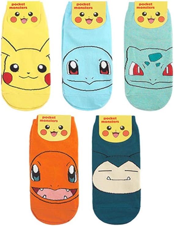 Amazon 5 足組 ピカチュウ フシギソウ ヒトカゲ カビゴン ゼニガメ キャラクター セット スニーカー丈 ソックス フットカバー レディース M 22 26cm 海外直送品 フットカバー スニーカーソックス 通販