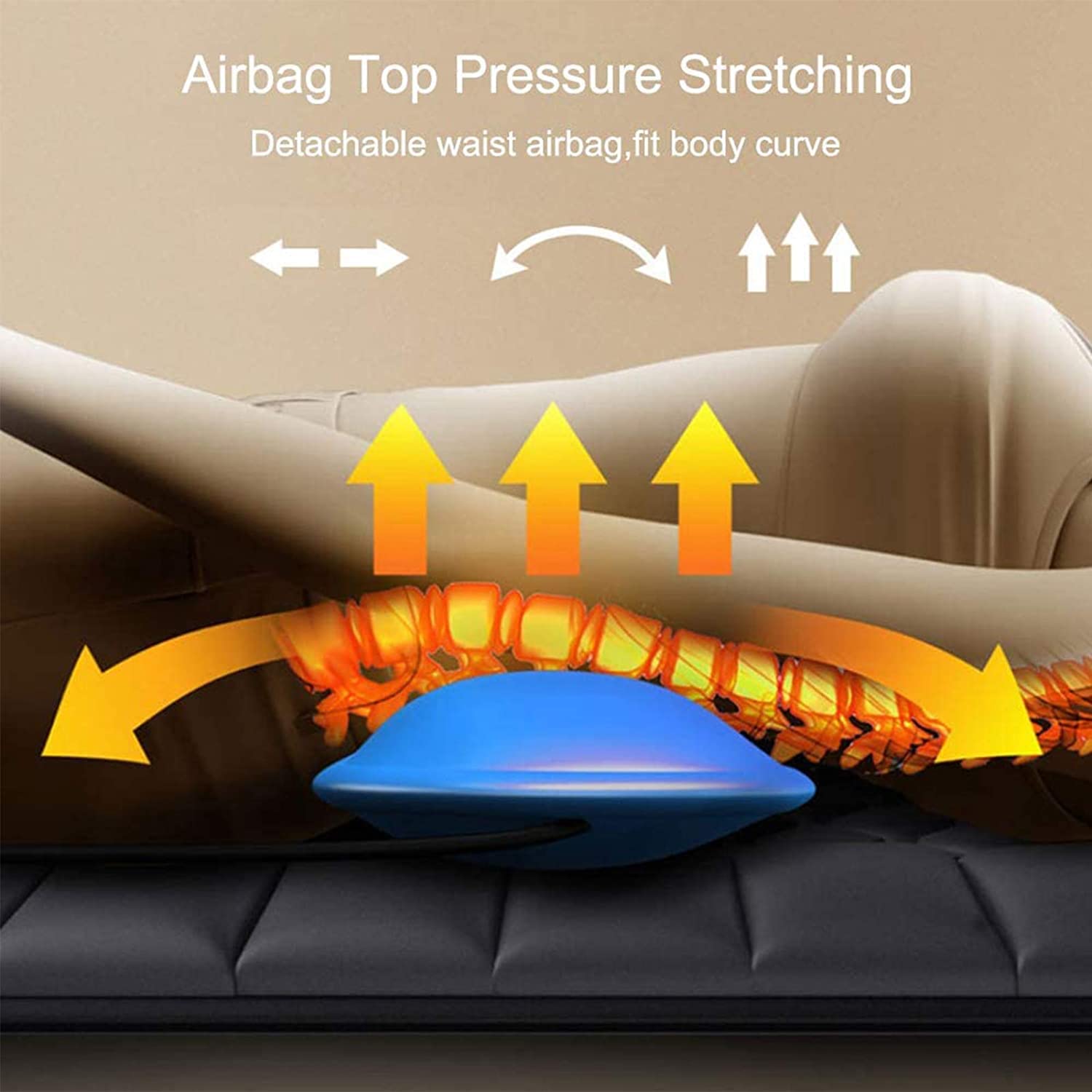 Esterilla de Masaje Corporal con Calor - Masajeador Shiatsu para Cuello y Espalda, colchón de Masaje eléctrico con tracción en la Cintura y Bolsa de Aire calefactable, 9 Modos de Masaje y vibración,