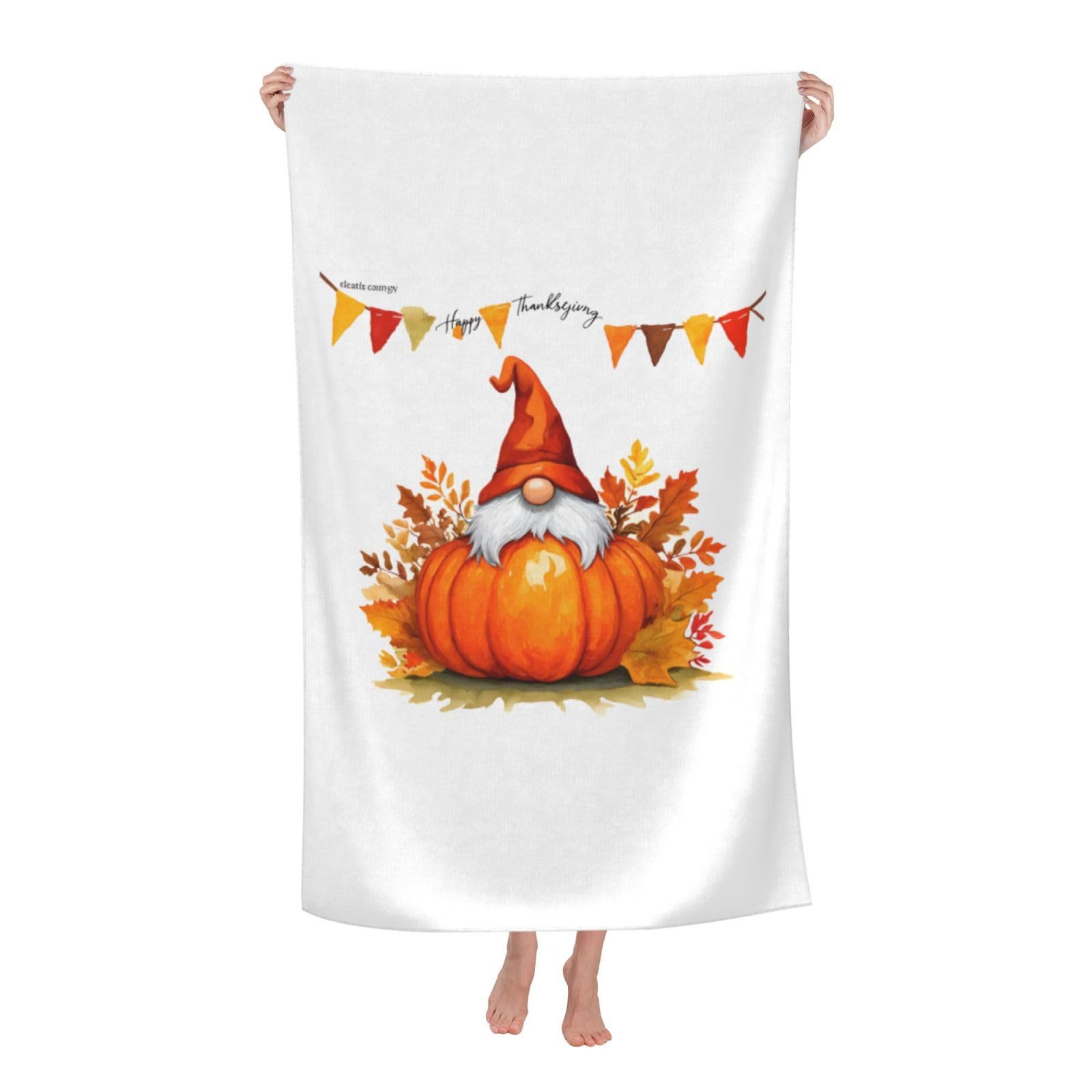 Pojknbv White Autumn Fall Pumpkin Print Oversized Adult Beach Towel Quick-Dry Comfortable Lightweight Travel Pool Camping