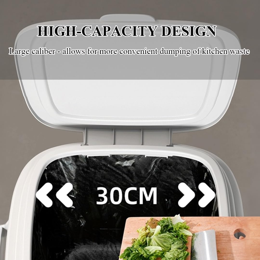 Rectangular Commercial Office Wastebasket, Large Plastic Bins for Home and Office,Weather Resistant, Included Lid, for Both Indoor Or Outdoor Use(Black,B-46L)