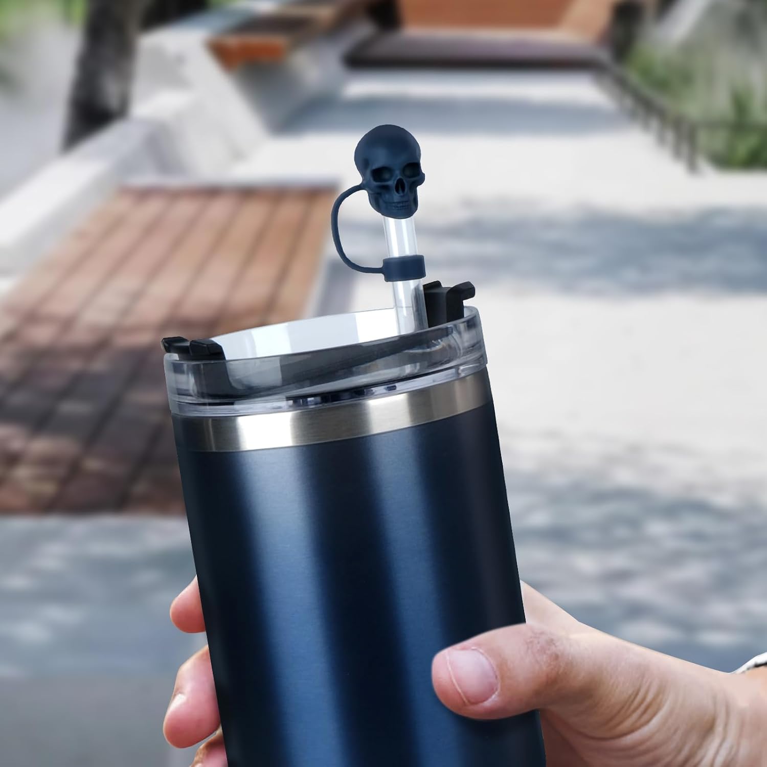 Straw Covers Cap Compatible with Stanley Cup 30 40oz with Handle - 6Pcs 10mm/0.4in Silicone Straws Toppers - Cute Funny Cool Skull Shape Straw Tumbler Accessories for Man & Woman - Reusable&Dust-proof - Image 6