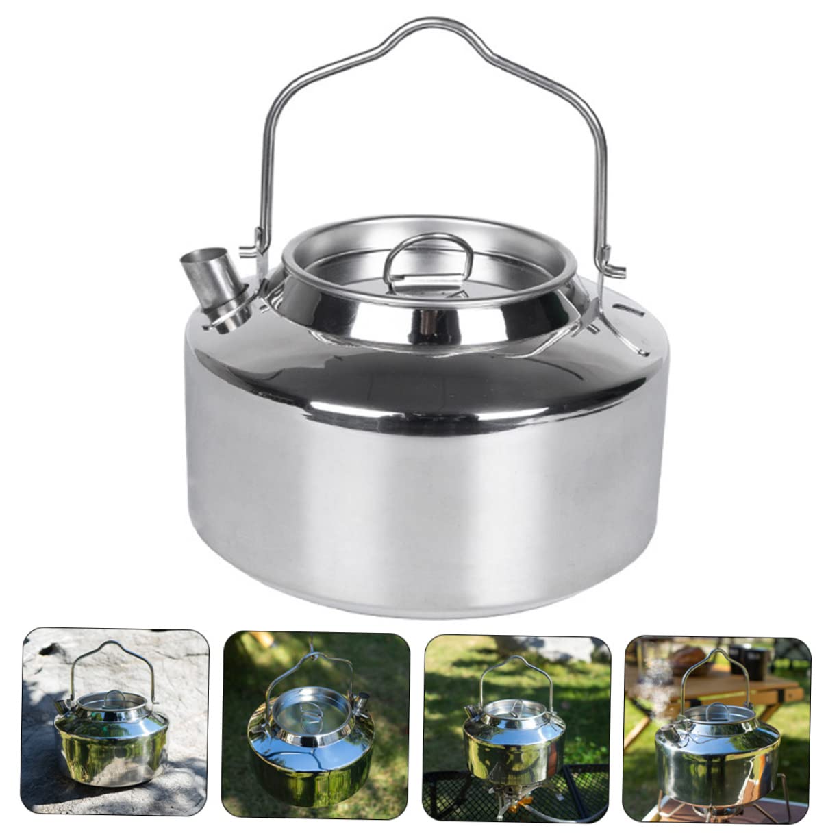 Mipcase Water Kettle for Camping 1.8l Stainless Steel Pot Strong Construction Portable and Easy to Use for Outdoor Cooking and Relaxation