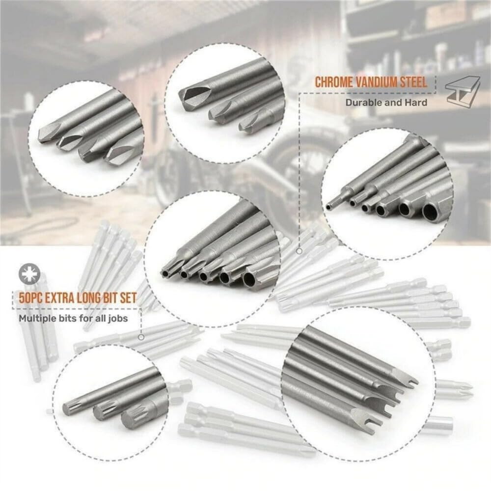 Set di 50 punte per cacciavite multifunzione Cacciavite Professionale Multi 1/4 Punte per cacciavite Allen Hex Pz2 Ph2 Torx Bit CR-V Cacciavite Bit