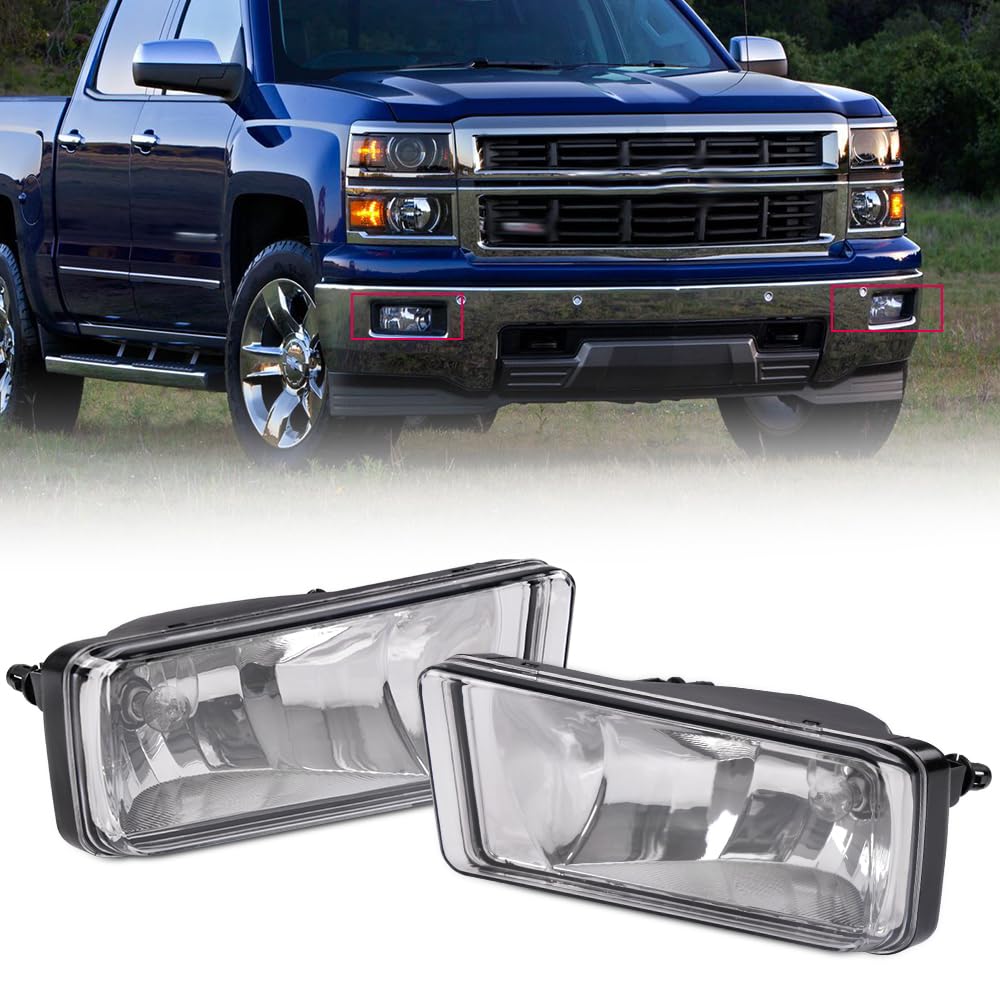 Silverado Fog Lights Front Bumper Fog Light Kit For 2007-2015 Chevy Silverado 1500/2500/3500 & Tahoe - Clear Lens, Halogen Chevy Silverado Fog Lights - Foto 13